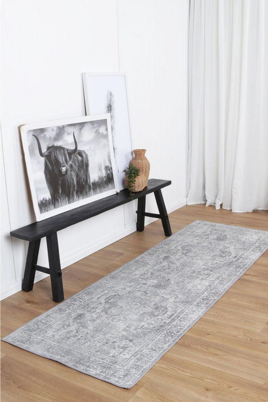 Distressed Vintage Chilaz Grey Runner Rug - VITAL 2085-04