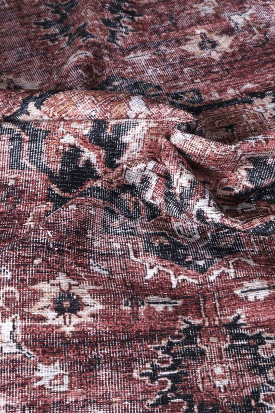 Distressed Vintage Cezanne Terracotta Round Rug - VITAL 2244-01
