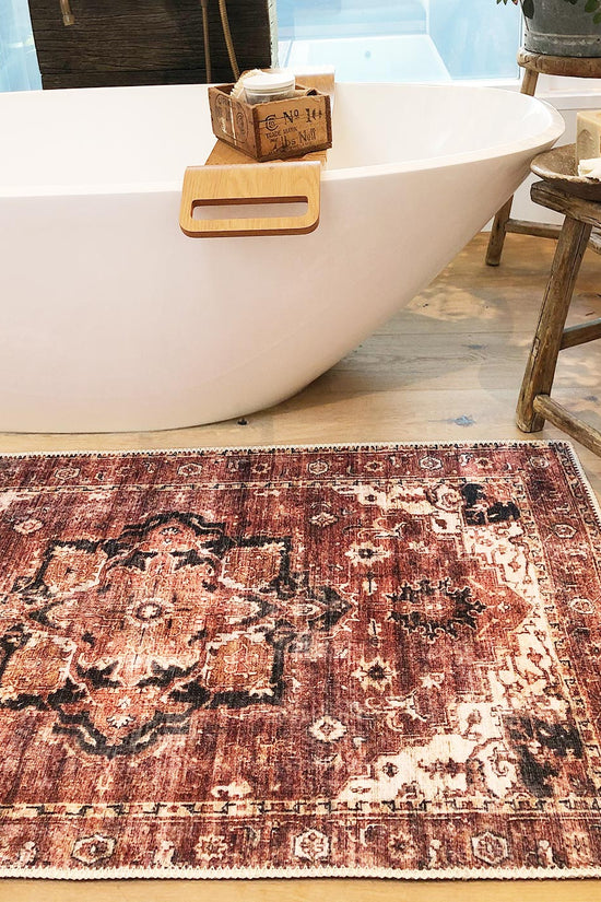 Distressed Vintage Cezanne Terracotta Runner - VITAL 2244-01