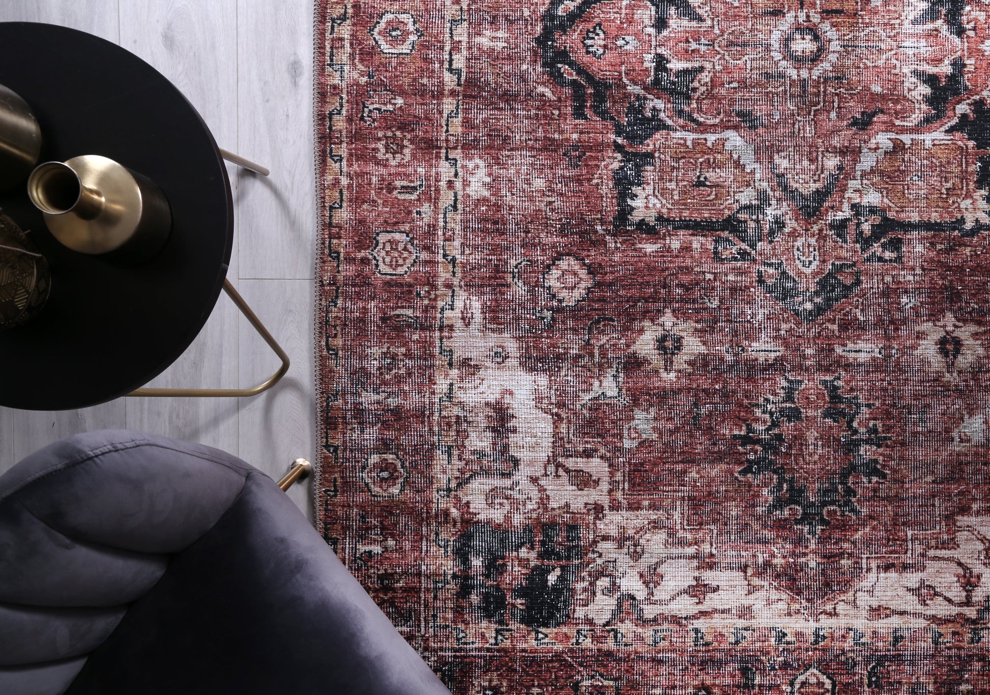 Distressed Vintage Cezanne Terracotta Area Rug - VITAL 2244-01
