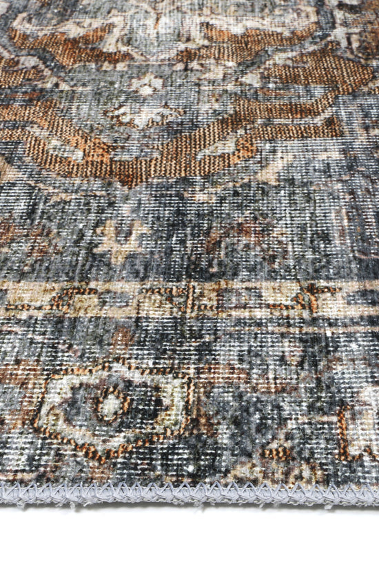 Distressed Vintage Cezanne Rabbit Gray Inca Gold Area Rug - VITAL 2244-04