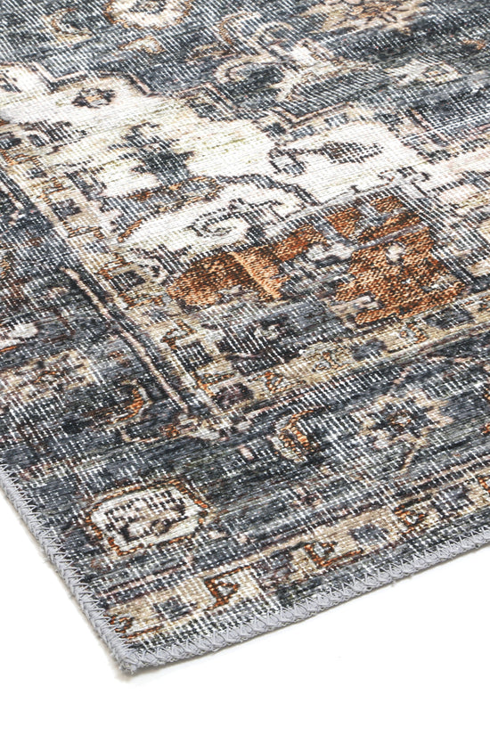 Distressed Vintage Cezanne Rabbit Gray Inca Gold Area Rug - VITAL 2244-04