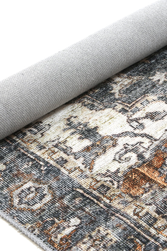Distressed Vintage Cezanne Rabbit Gray Inca Gold Area Rug - VITAL 2244-04