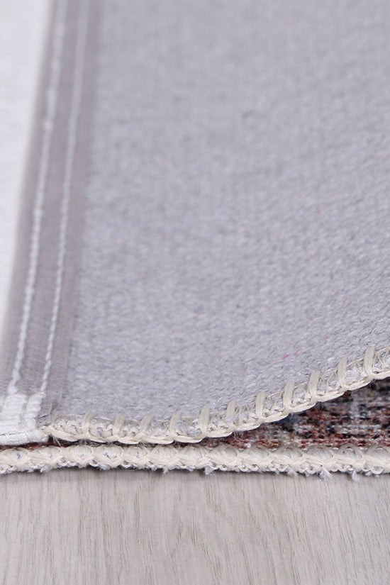 Annabel Distressed Vintage Terracotta & Sky Blue Rug - VITAL 2664-07 (with fringe)