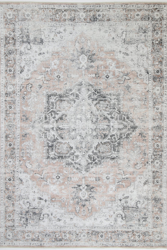 Distressed Vintage Cezanne Blush Washable Rug - VITAL 3082-11