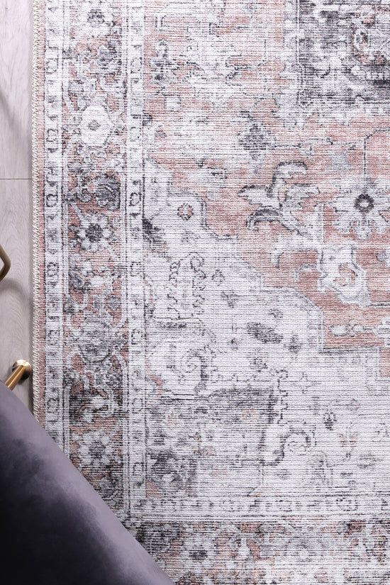 Distressed Vintage Cezanne Blush Washable Rug - VITAL 3082-11