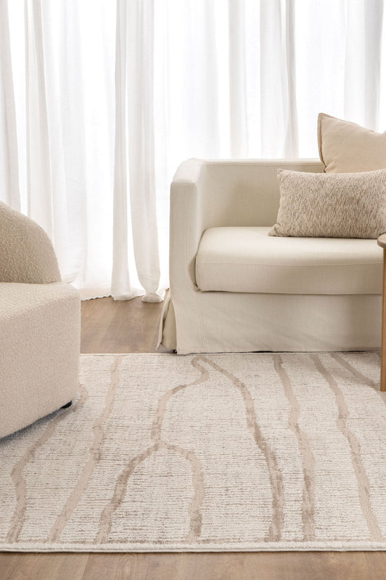 Sierra Abstract Ivory Lines Rug