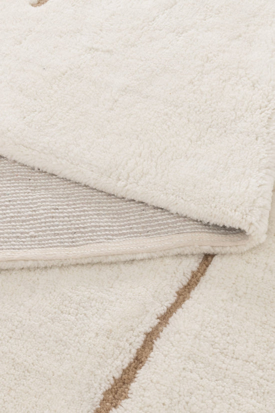 Highlands Abstract Beige Lines Washable Wool Rug