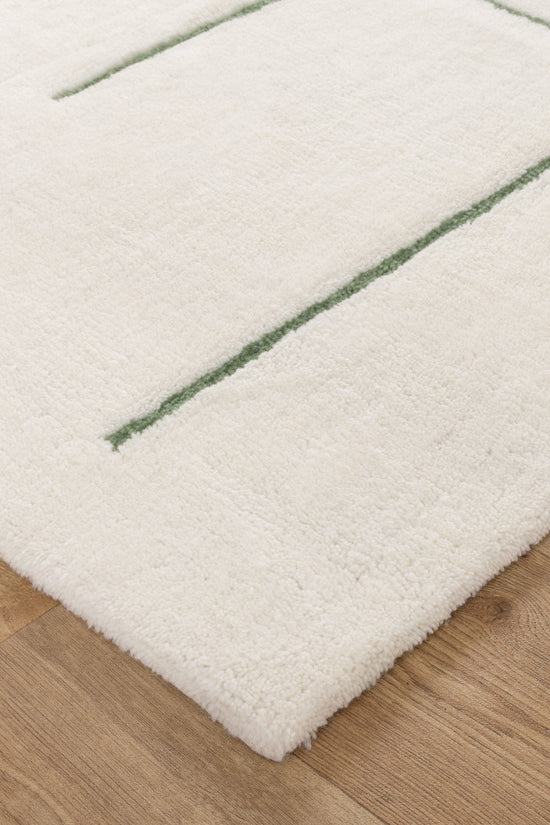 Highlands Abstract Olive Lines Washable Wool Rug