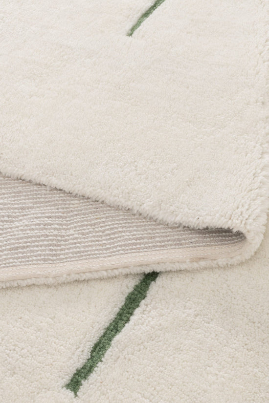 Highlands Abstract Olive Lines Washable Wool Rug
