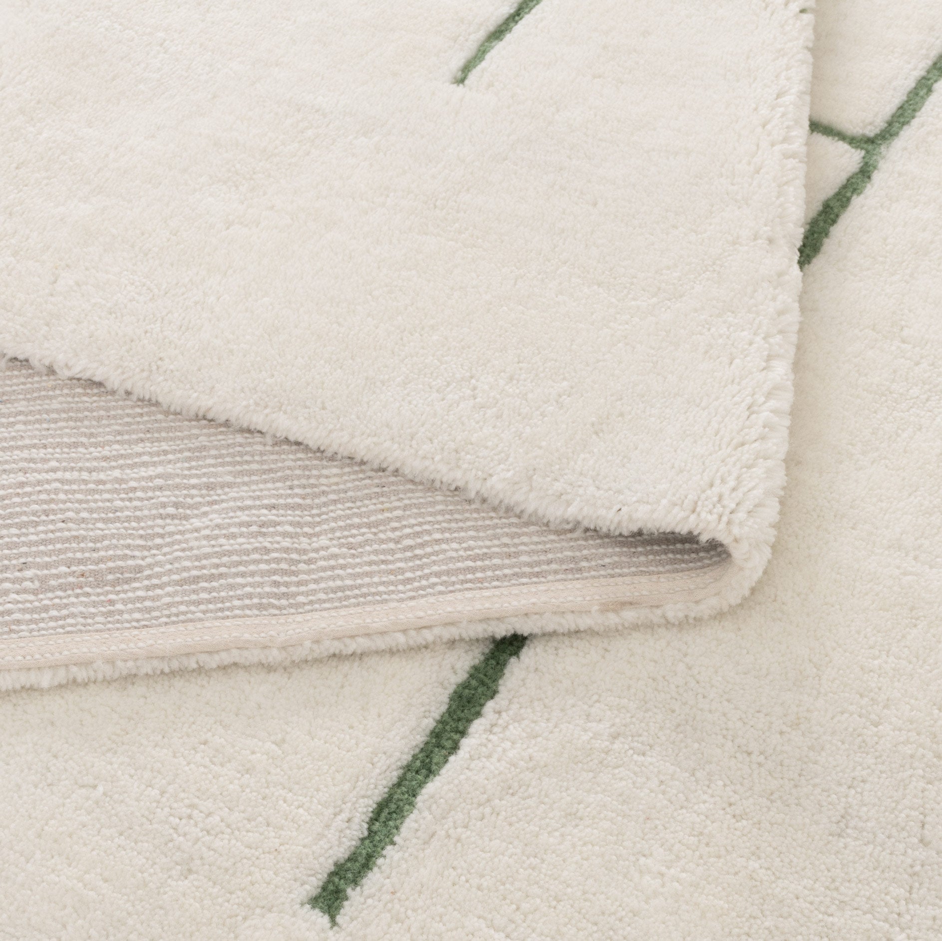 Highlands Abstract Olive Lines Washable Wool Rug