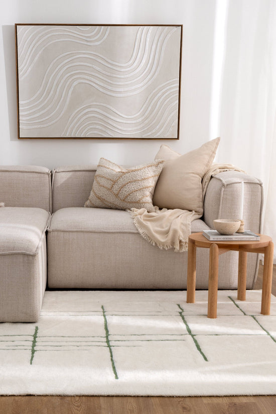 Highlands Abstract Olive Lines Washable Wool Rug