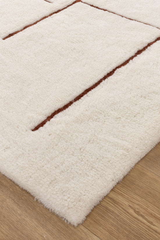 Highlands Abstract Terracotta Lines Washable Wool Rug