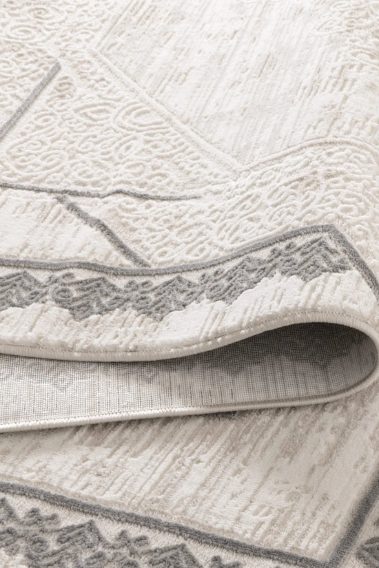 Amalfi Oriental Border Medallion Cream Grey Rug