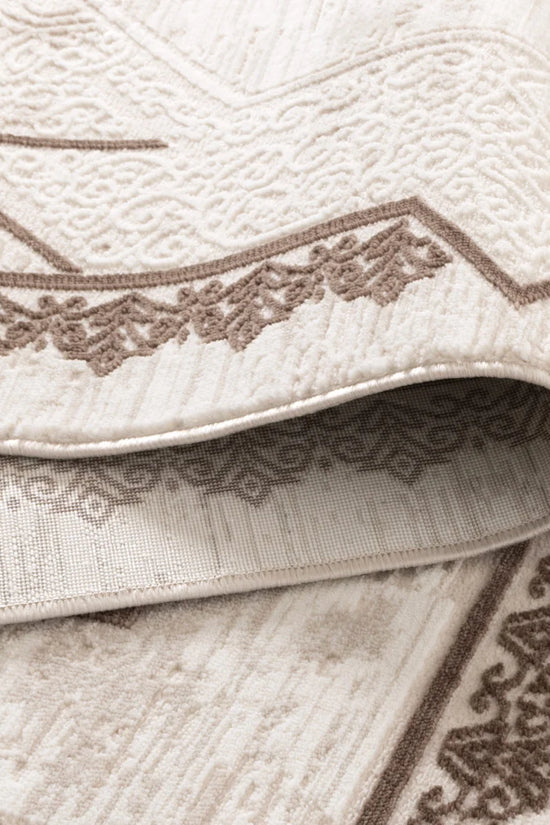 Amalfi Oriental Border Medallion Cream Brown Rug