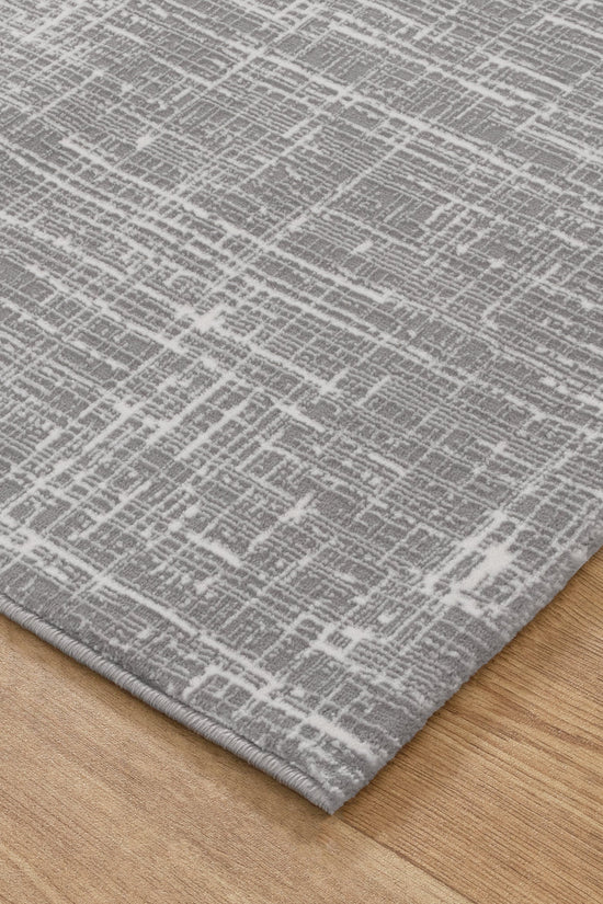 Atina Distressed Geo Lines Grey Rug - AT02