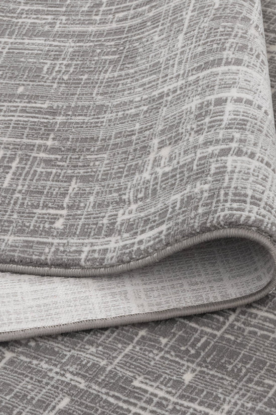 Atina Distressed Geo Lines Grey Rug - AT02