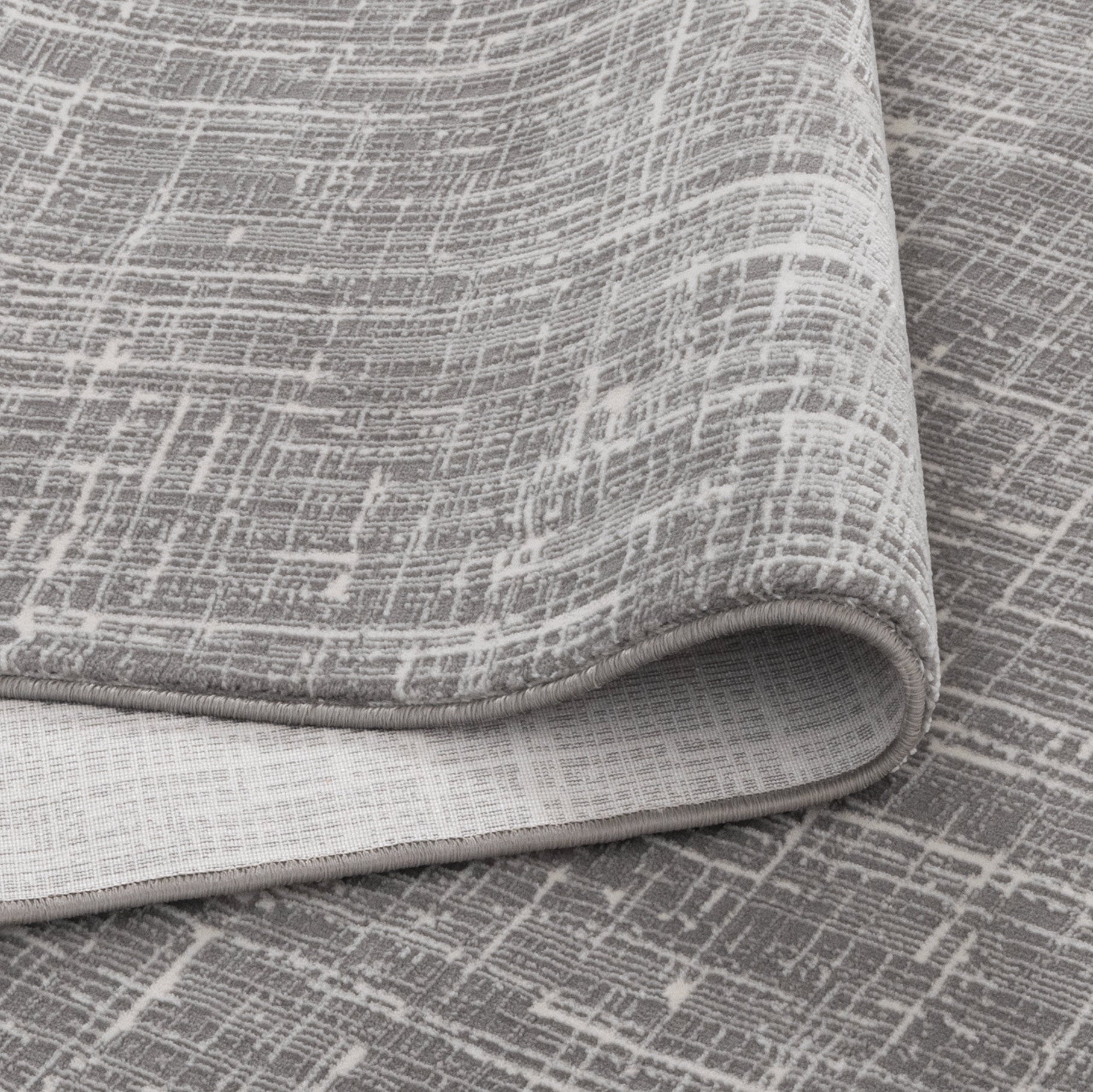Atina Distressed Geo Lines Grey Rug - AT02