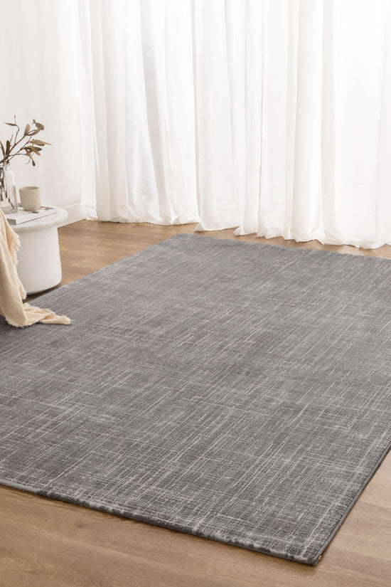 Atina Distressed Geo Lines Grey Rug - AT02