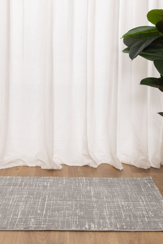 Atina Distressed Geo Lines Grey Rug - AT02