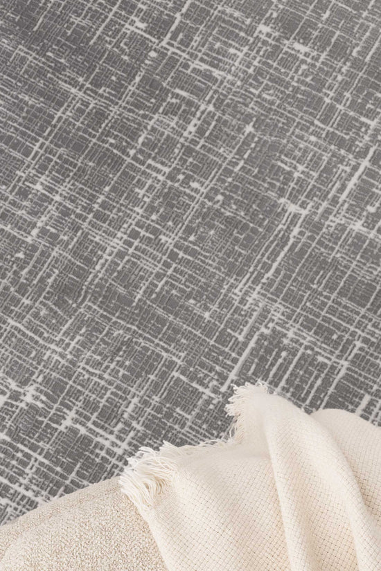 Atina Distressed Geo Lines Grey Rug - AT02