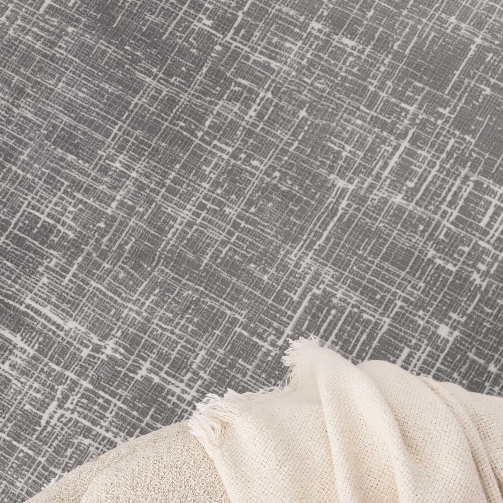Atina Distressed Geo Lines Grey Rug - AT02