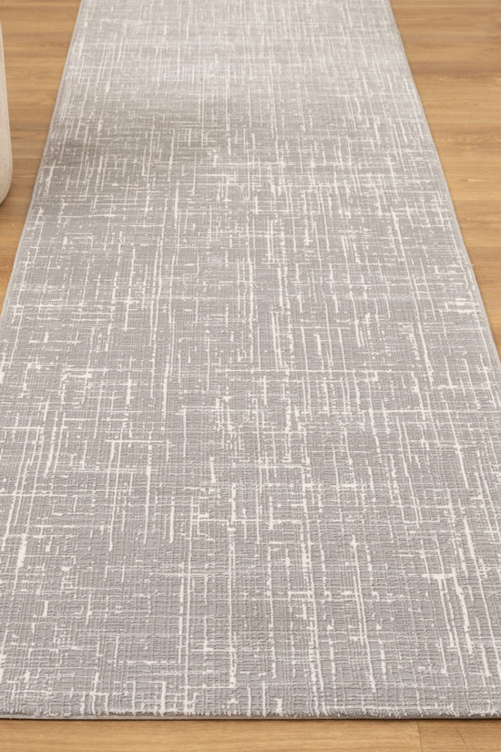 Atina Distressed Geo Lines Grey Rug - AT02