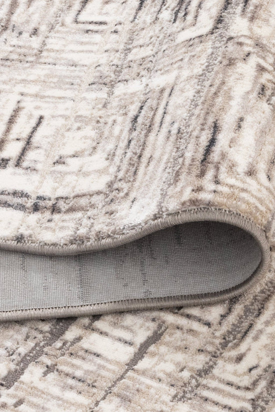 Atina Distressed Geo Squares Grey Rug - AT03