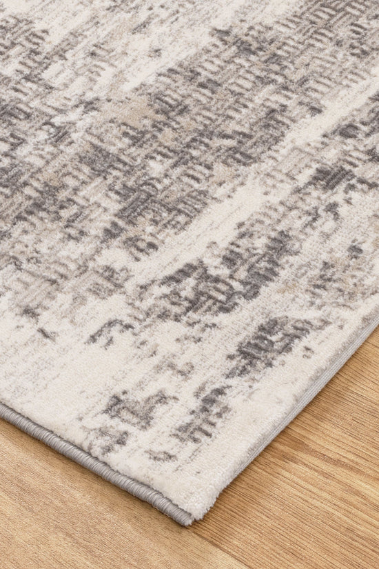 Atina Distressed Border Beige Grey Rug - AT04