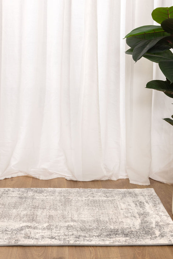 Atina Distressed Border Beige Grey Rug - AT04
