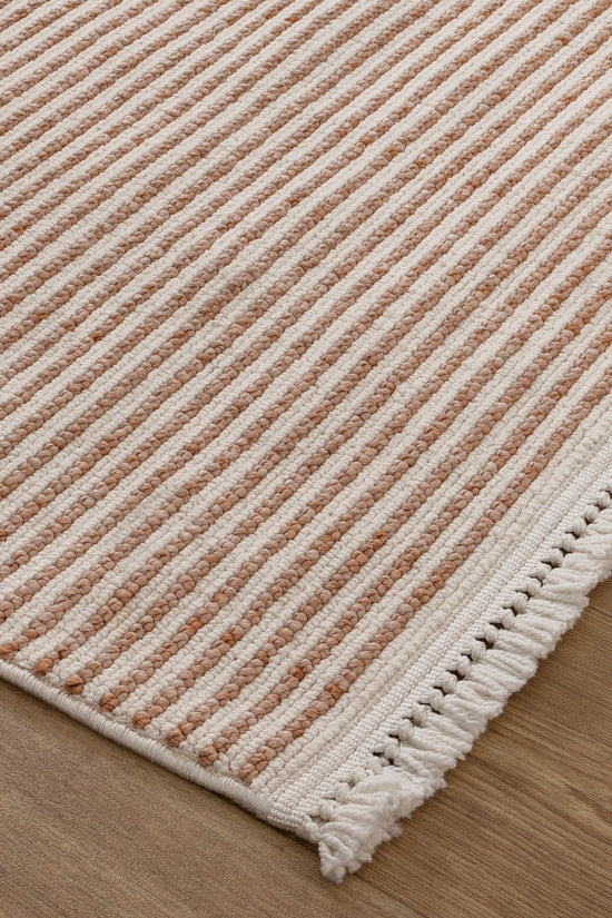Berno Pink Ivory Loop Stripes Rug - B002