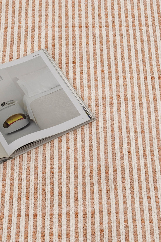 Berno Pink Ivory Loop Stripes Rug - B002