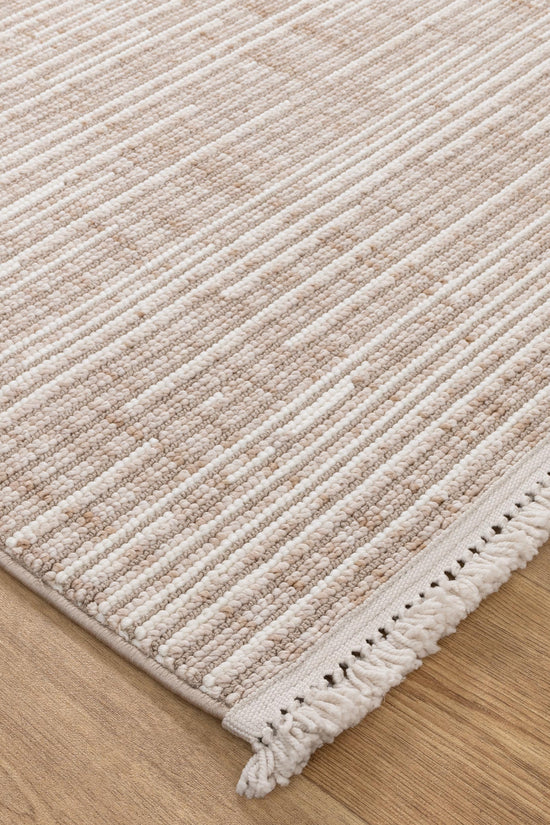 Berno Beige Ivory Loop Lines Rug - B007