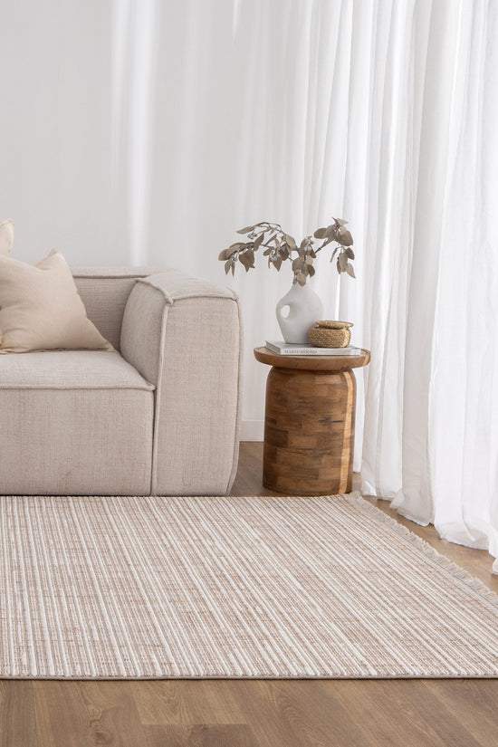 Berno Beige Ivory Loop Lines Rug - B007