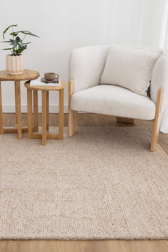 Seren Beige Modern Wool Rug