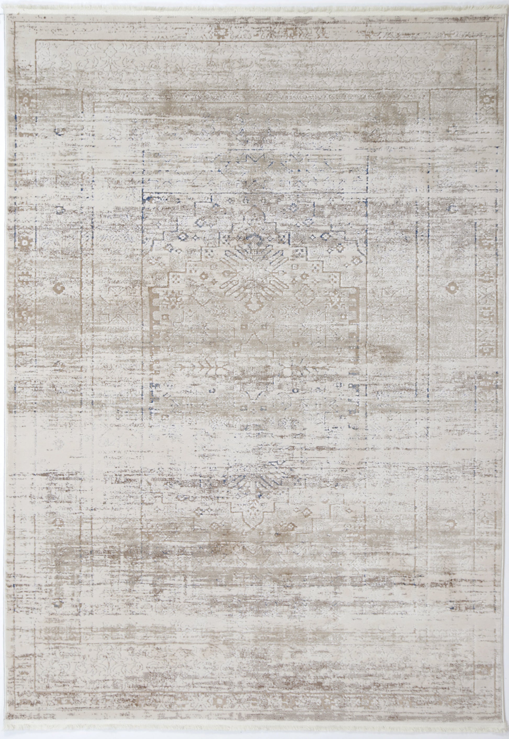 Bohemian Paradise Traditional Beige Blue Rug -04BBLU