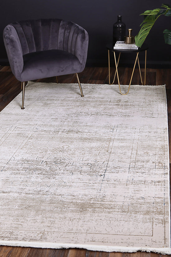 Bohemian Paradise Traditional Beige Blue Rug -04BBLU