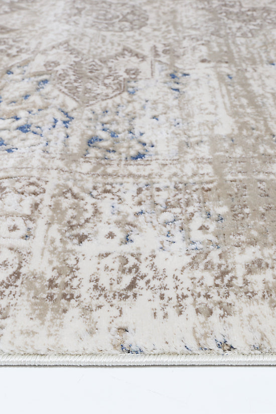 Bohemian Paradise Medalion Beige Blue Rug - 06BBLU