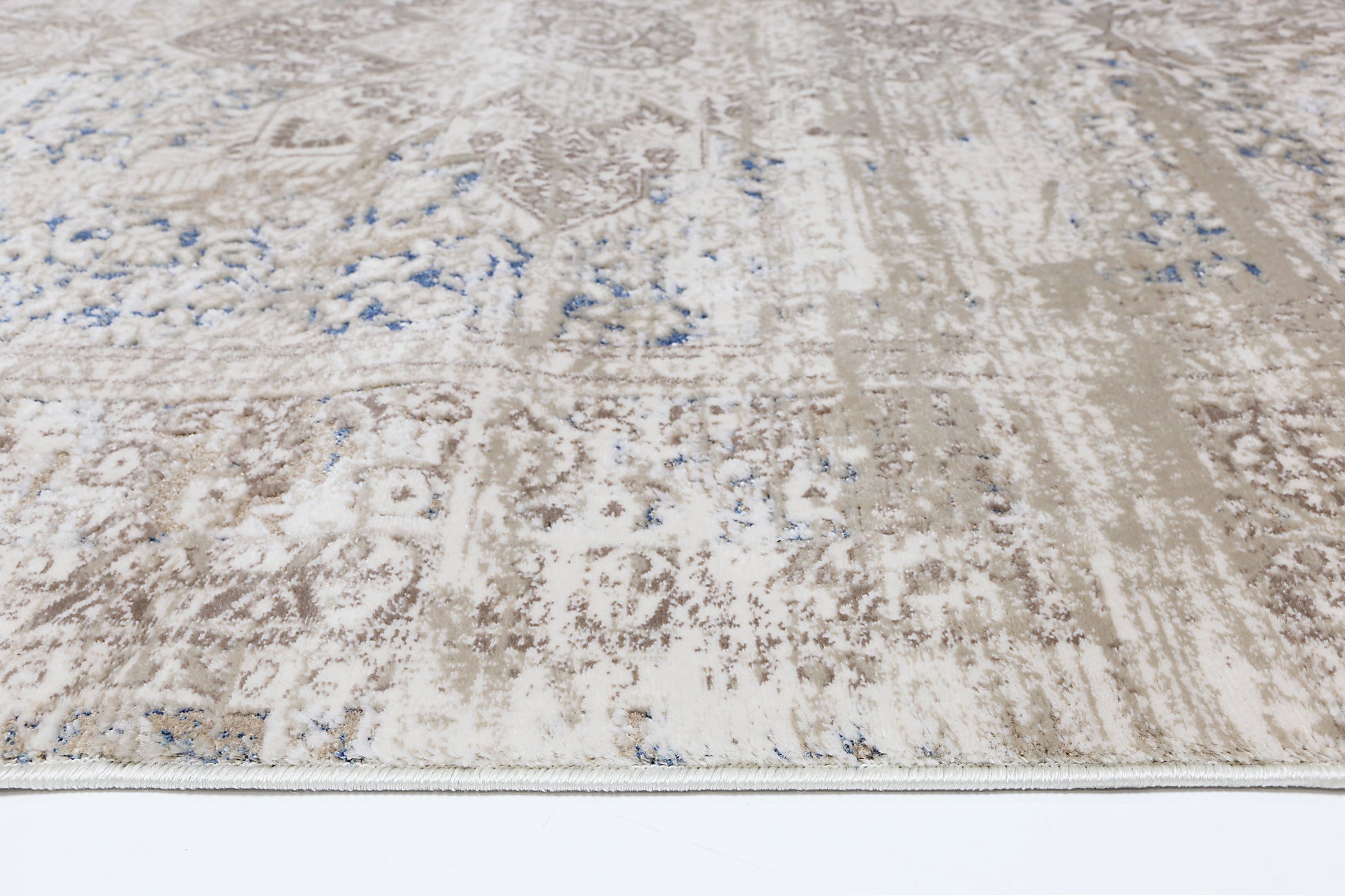 Bohemian Paradise Medalion Beige Blue Rug - 06BBLU