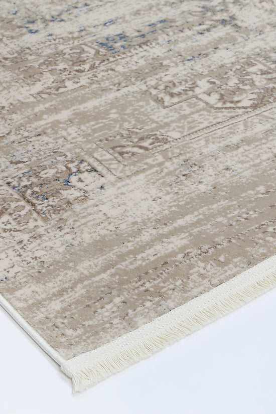 Bohemian Paradise Medalion Beige Blue Rug - 06BBLU