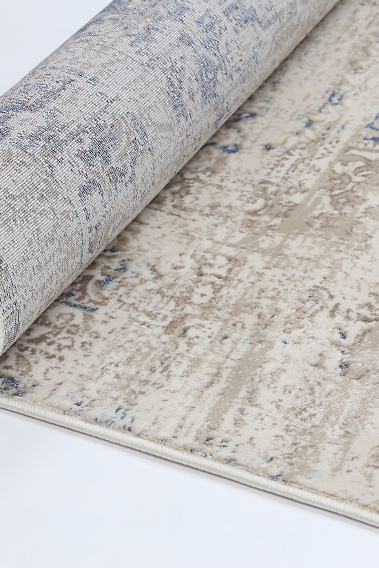 Bohemian Paradise Medalion Beige Blue Rug - 06BBLU