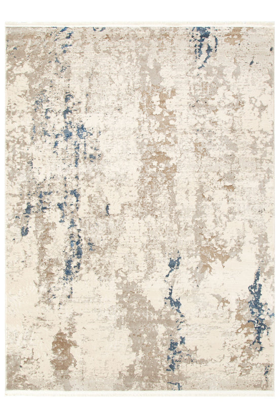 Bohemian Paradise One Modern Beige Blue Rug - 01BBLU
