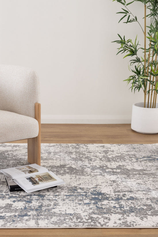 Bohemian Paradise One Modern Grey Blue Rug - 01GBLU