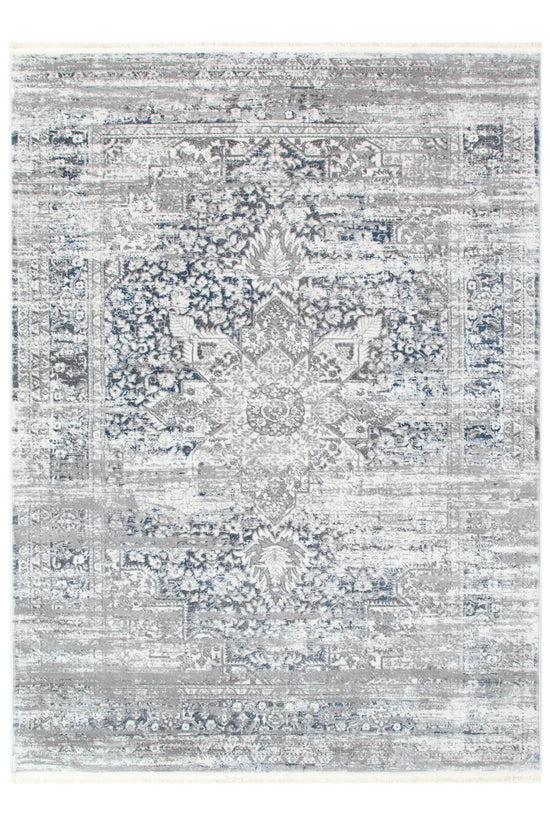 Bohemian Paradise Medalion Grey Blue Rug - 06GBLU