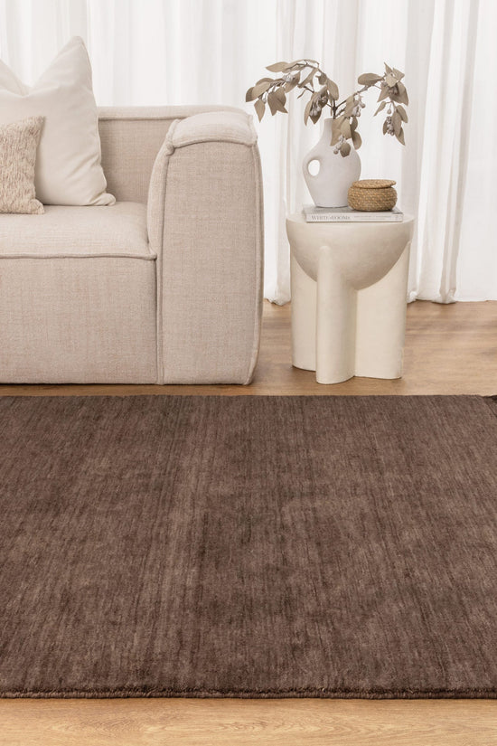 Charleston Hand-Knotted Wool Rug Brown