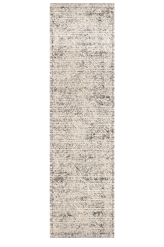 Clara Distressed Diamonds Cream Charcoal Rug - C100