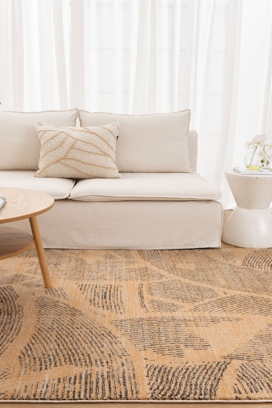 Clara Abstract Paintbrush Gold Rug - C104