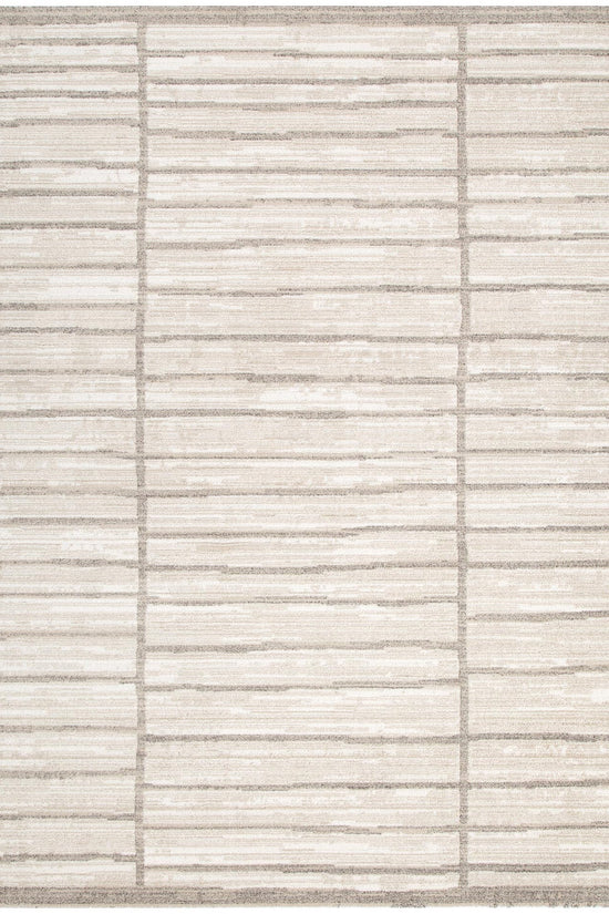 Clara Distressed Thick Lines Beige Grey Rug - C107