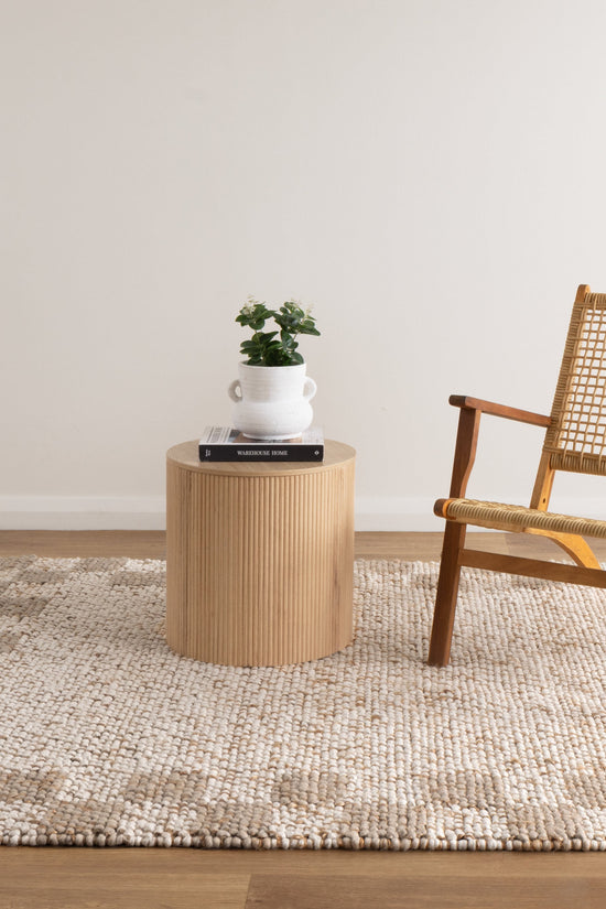 Eco Weave Checkered Border Cream Beige Jute and Wool Rug