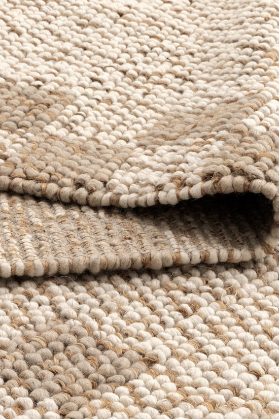 Eco Weave Checkered Border Cream Beige Jute and Wool Rug